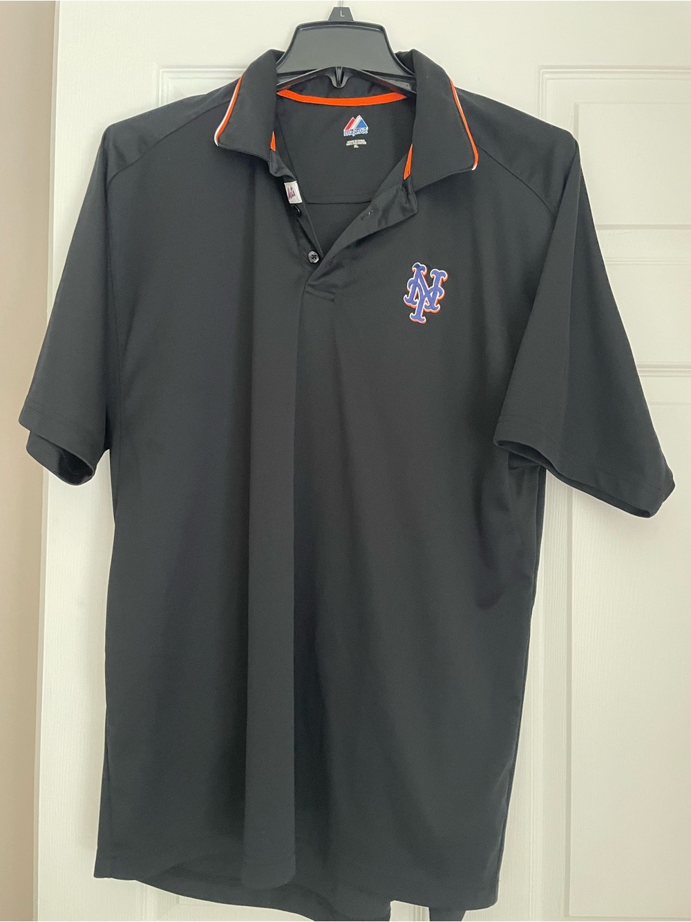 New York Mets Black Polo Shirt with Orange Trim